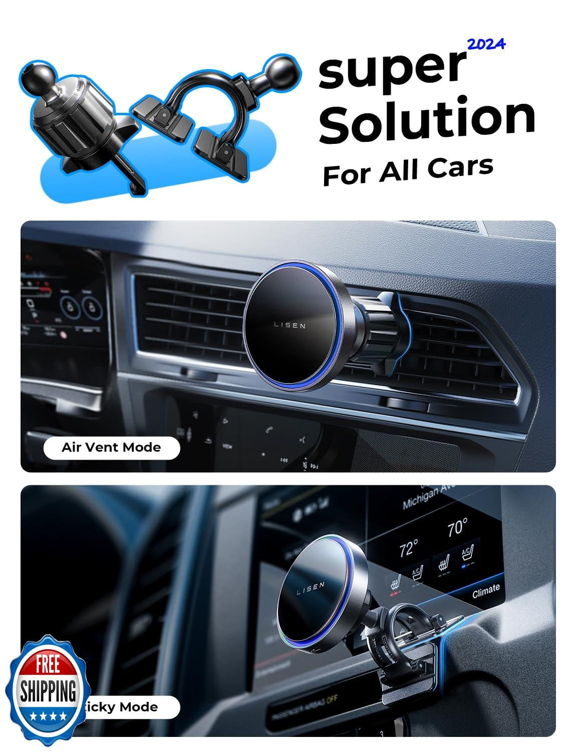 LISEN for 15W Magsafe Car Mount Charger,Magnet